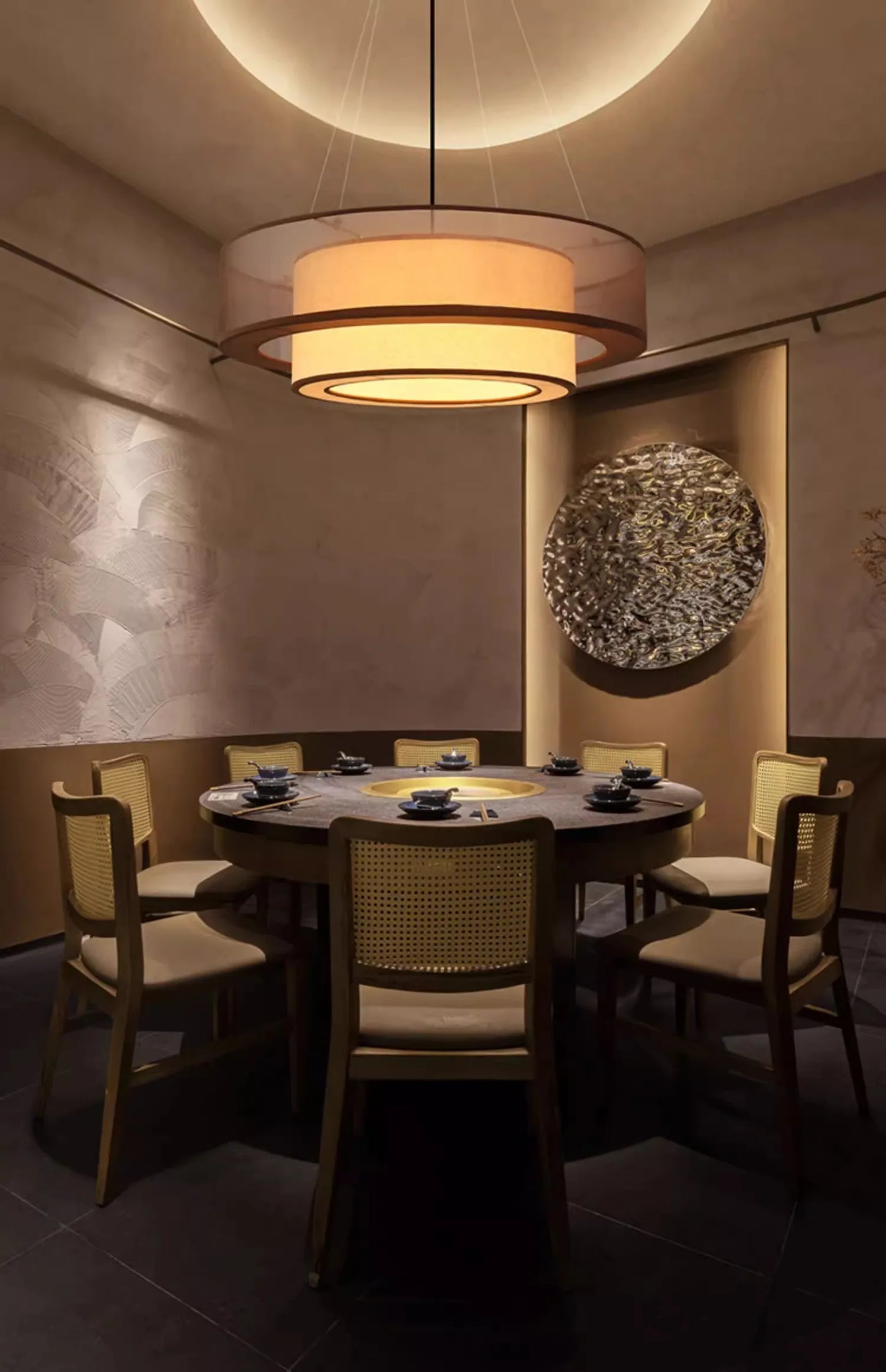 Veloura Silk Pendant Light – Luxury Beige Hanging Ceiling Lamp | Soft Ambient Lighting for Modern Interiors