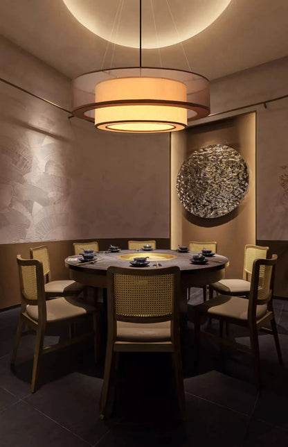Veloura Silk Pendant Light – Luxury Beige Hanging Ceiling Lamp | Soft Ambient Lighting for Modern Interiors
