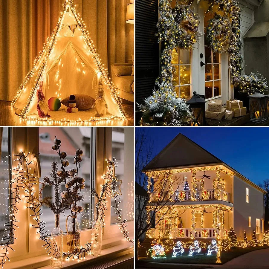 LumiBurst Cluster LED String Lights – Waterproof Firework-Style Christmas Lights | Indoor & Outdoor Decorative Lighting
