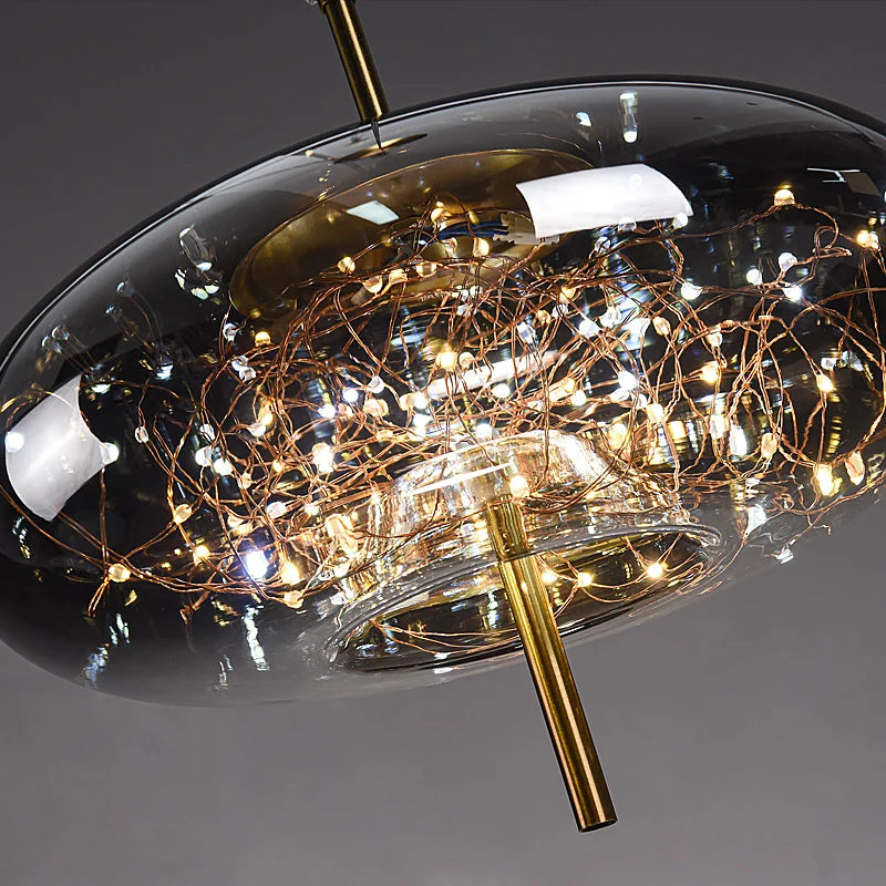 Modern Glass LED Pendant Light – Dimmable Designer Ceiling Light | Elegant Hanging Lamp | Contemporary Home Lighting