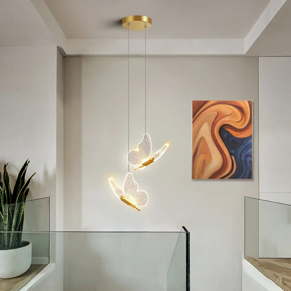 AuréaButterfly Modern LED Butterfly Pendant Lamp – Luxury Gold Ceiling Light for Elegant Interiors