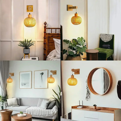SolBambu Wandlampe – Handgeflochtene Bambuslaterne für Moderne Naturräume-Leuchtezauber