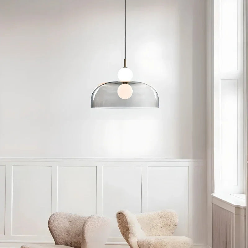 Nordic Globe Pendant Light – Double Glass LED Ceiling Lamp | Scandinavian Designer Lighting | Elegant Dining Room Feature