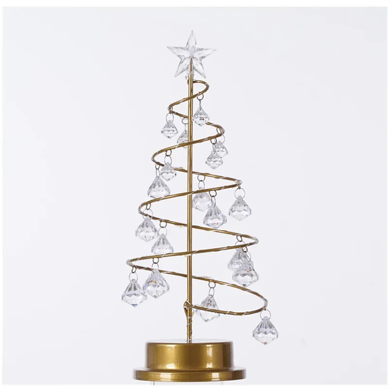 LumiSpiral Crystal Christmas Tree Table Lamp – Luxury LED Spiral Lamp in Gold