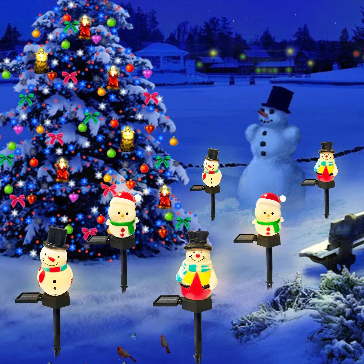 SnowGlow Solar Snowman Path Lights – Waterproof LED Garden Lights | Festive Outdoor Christmas Decoration