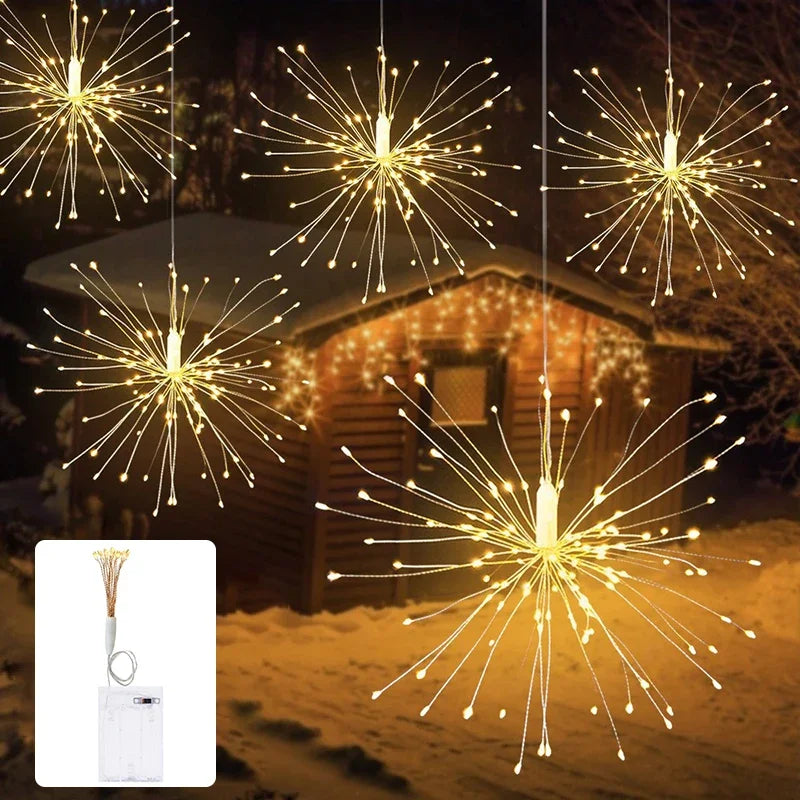 SternFeuer LED Firework Christmas Lights – Battery-Powered Fairy Lights for Home, Garden & Festive Decorations