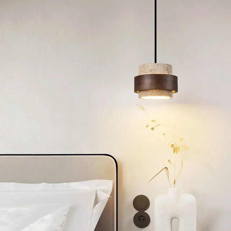 Natural Stone Pendant Light with LED – Modern Minimalist Hanging Lamp | Warm Ambient Interior Lighting
