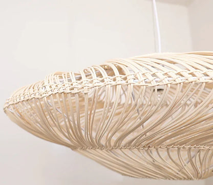 AetherRattan Pendant Light – Wabi-Sabi Rattan Ceiling Lamp | Japanese Nordic UFO Lighting for Elegant Interiors