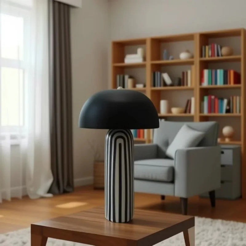 Japandi Ceramic Table Lamp – Handcrafted LED Accent Light | Nordic Japanese Interior Décor | Elegant Ambient Lighting