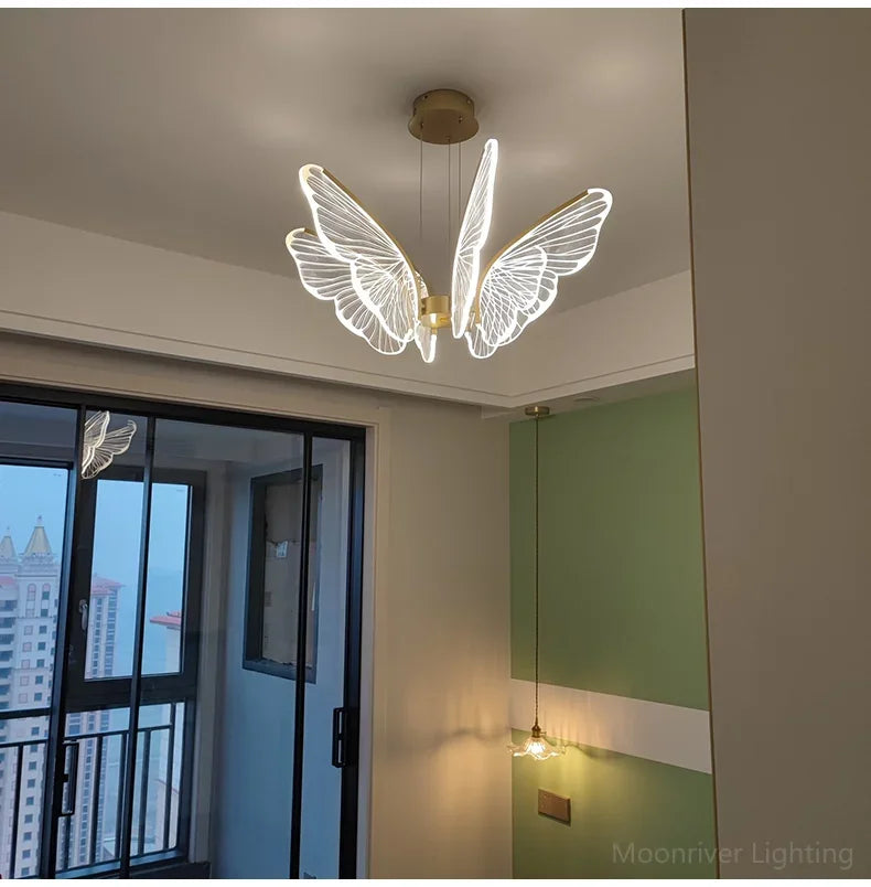 Butterfly Glow LED Pendant Light – Dimmable Designer Ceiling Light | Remote-Controlled Ambient Lighting | Contemporary Luxury Interior Feature