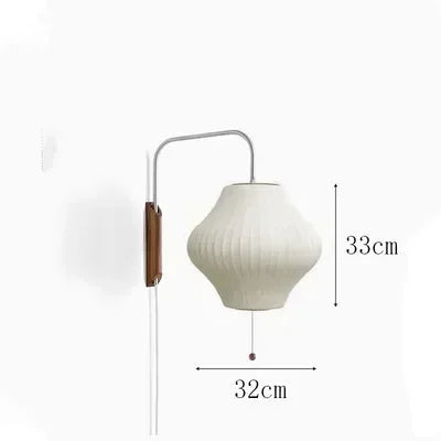 Japandi Silk Wall Light – Handwoven Fabric & Wood Wall Lamp | Soft Ambient Lighting | Contemporary Japanese-Inspired Design