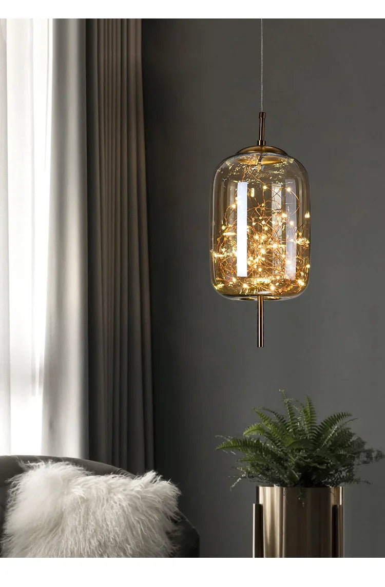 Modern Glass LED Pendant Light – Dimmable Designer Ceiling Light | Elegant Hanging Lamp | Contemporary Home Lighting