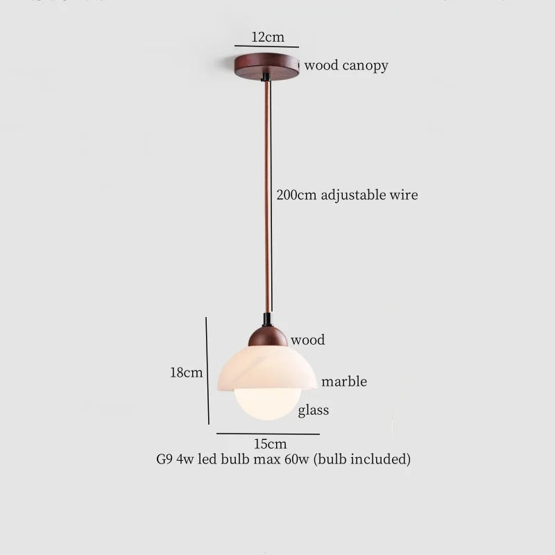 Marble Pendant Light with Iron Finish – Modern Nordic LED Ceiling Lamp | Luxury Contemporary Lighting