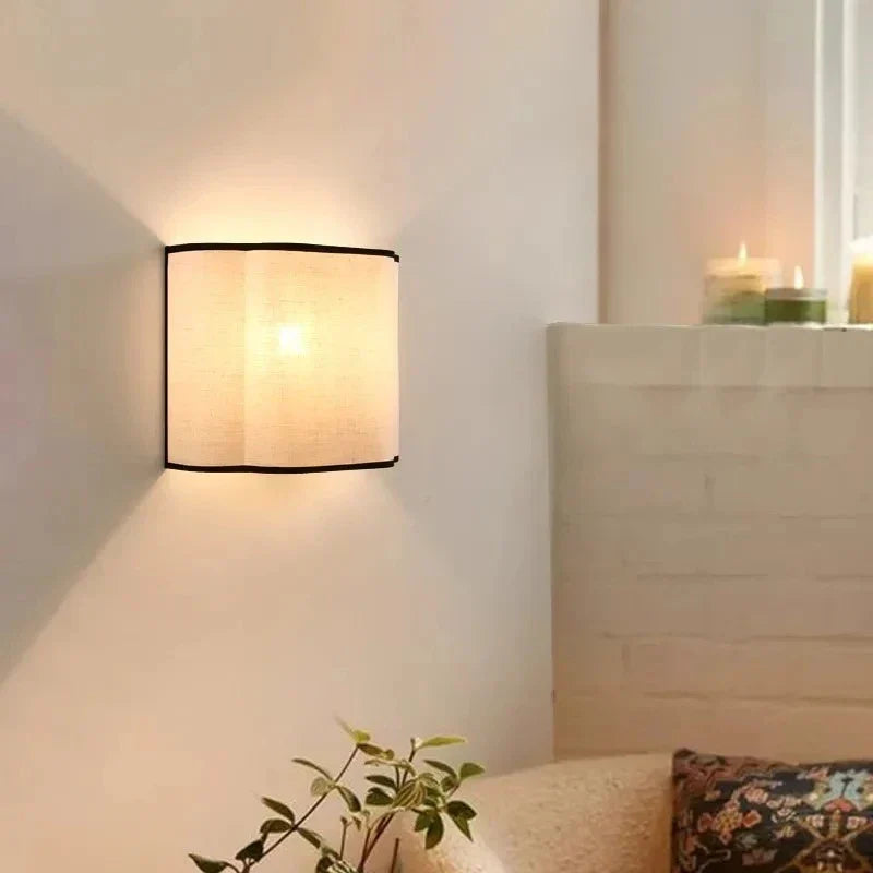 French Linen Wall Light – Cream Fabric LED Wall Sconce | Elegant Ambient Interior Lighting