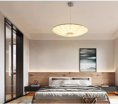 Aethera Ceiling Light – Wabi-Sabi Fabric LED Pendant | Minimalist Floating Disc Lamp for Contemporary Interiors