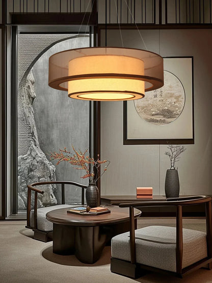 Veloura Silk Pendant Light – Luxury Beige Hanging Ceiling Lamp | Soft Ambient Lighting for Modern Interiors