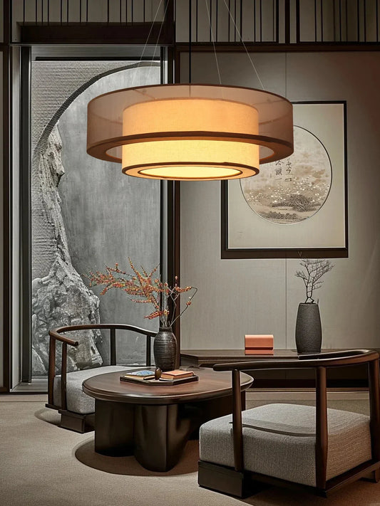 Veloura Silk Pendant Light – Luxury Beige Hanging Ceiling Lamp | Soft Ambient Lighting for Modern Interiors