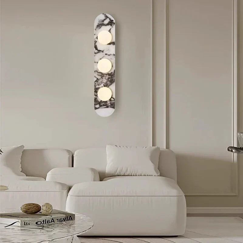 Marble LED Wall Light – Modern Designer Wall Lamp | Luxury Ambient Lighting | Contemporary Stone & Glass Feature