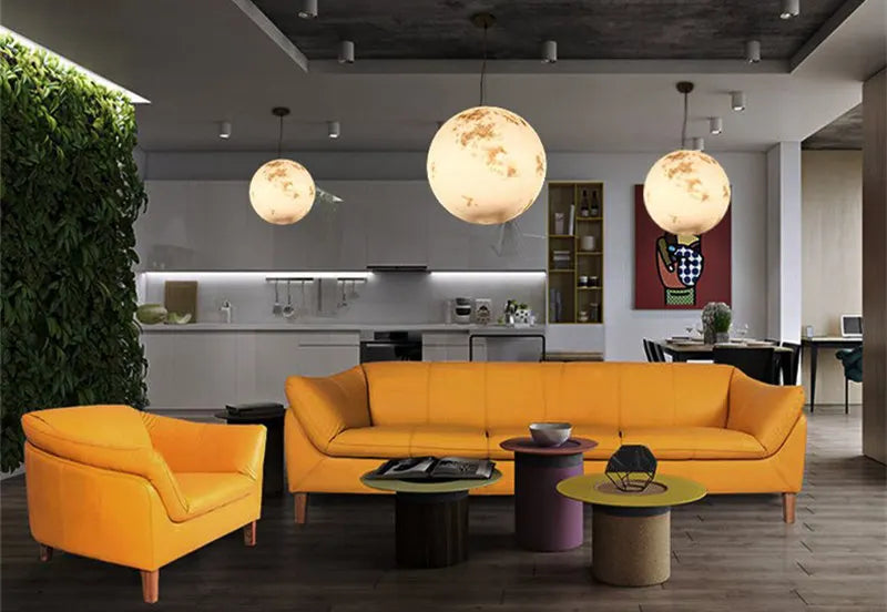 Moonlight Halo LED Pendant Light – Scandinavian Designer Ceiling Lamp | Contemporary Ambient Lighting | Statement Interior Feature