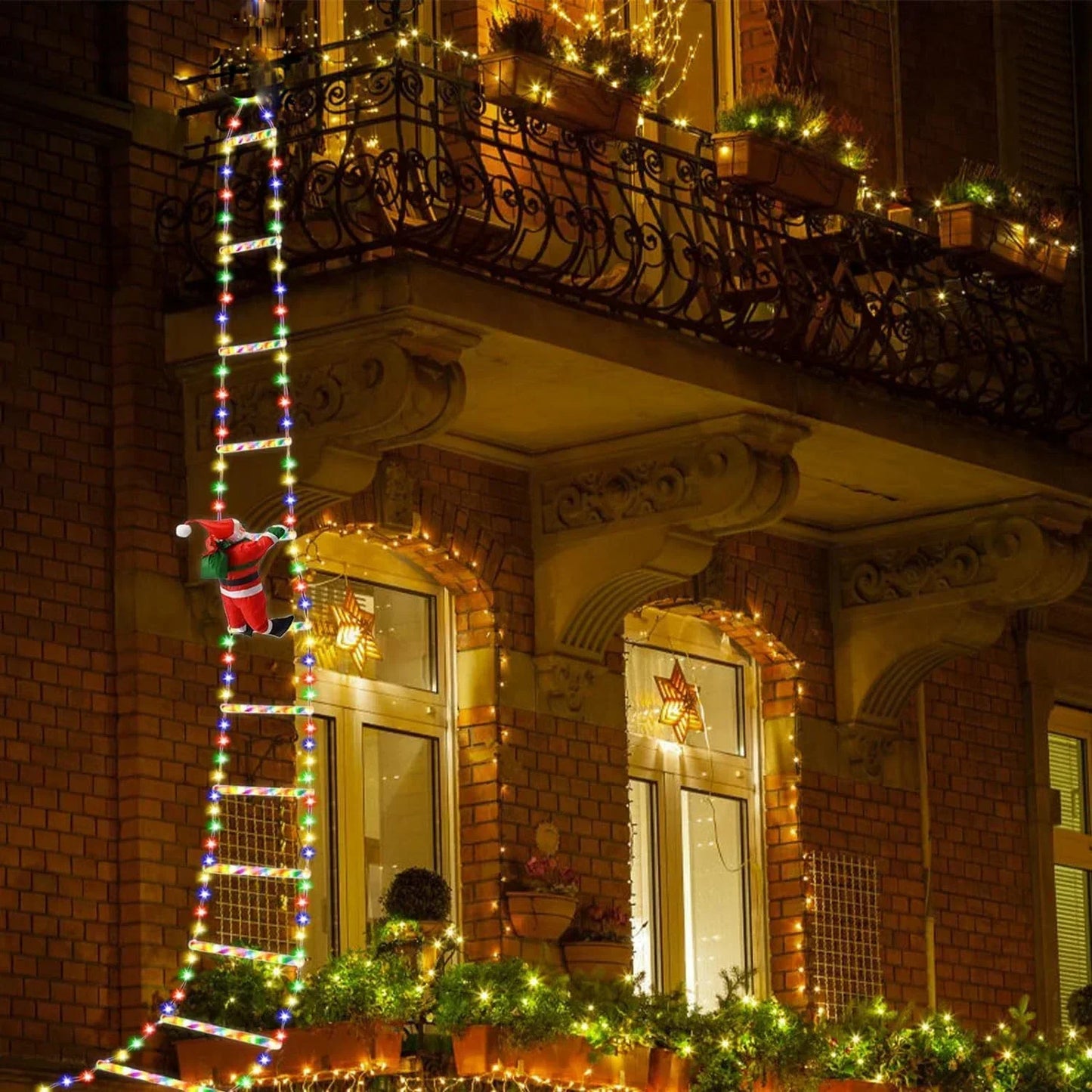WeihnachtsLicht Santa Ladder LED Lights – Climbing Santa Christmas Decoration | USB-Powered Festive Lighting
