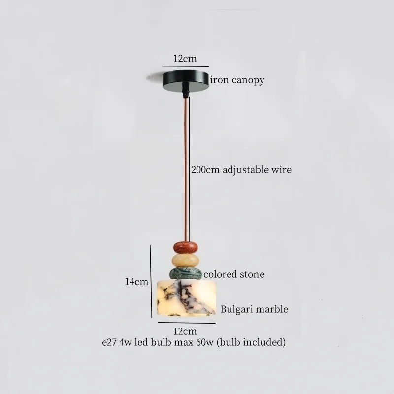 Marble Pendant Light with Iron Finish – Modern Nordic LED Ceiling Lamp | Luxury Contemporary Lighting