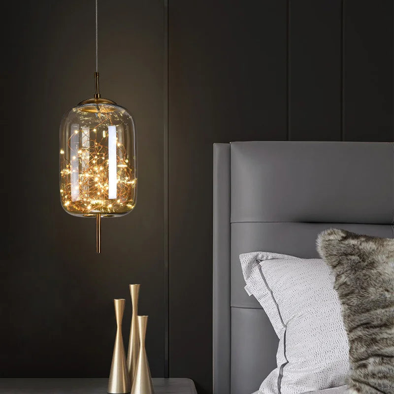 Modern Glass LED Pendant Light – Dimmable Designer Ceiling Light | Elegant Hanging Lamp | Contemporary Home Lighting