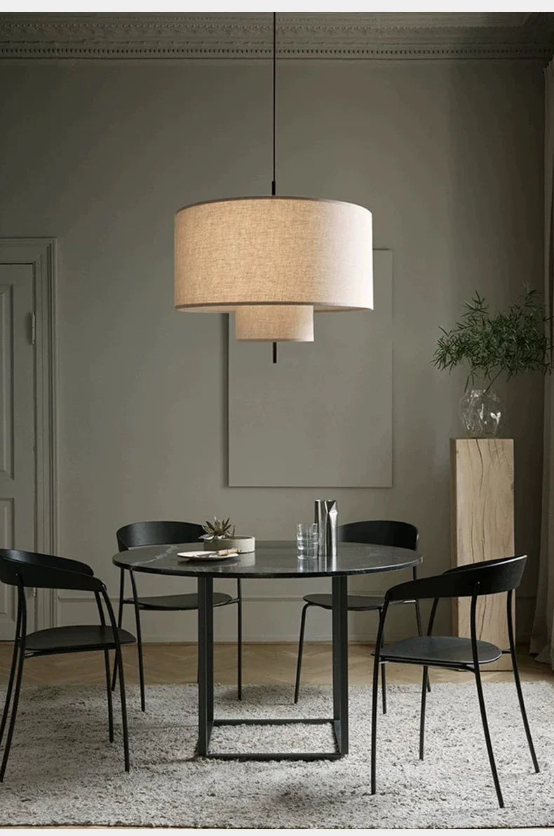 Scandinavian Wabi-Sabi Fabric Pendant Light – Modern LED Ceiling Pendant | Soft Ambient Lighting | Designer Hanging Lamp