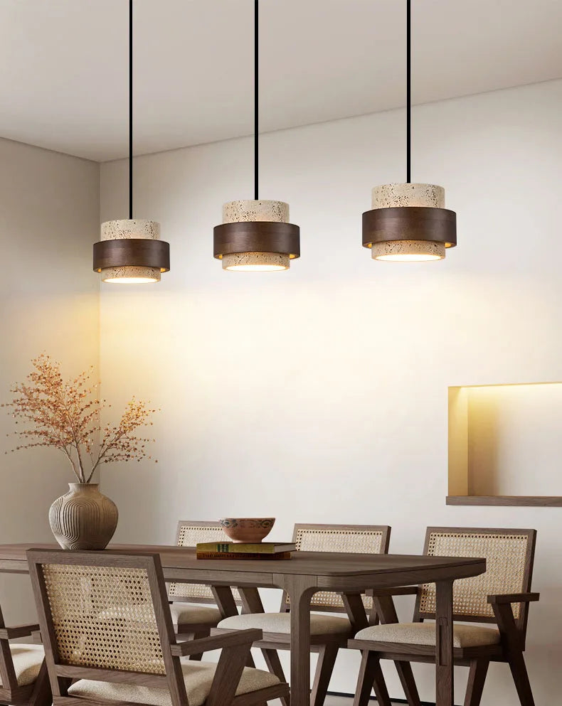 Natural Stone Pendant Light with LED – Modern Minimalist Hanging Lamp | Warm Ambient Interior Lighting