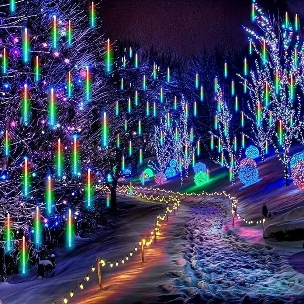 SternFall 50cm LED Meteor Shower String Lights – 8-Tube Falling Rain Lights for Outdoor Christmas & Garden Decoration