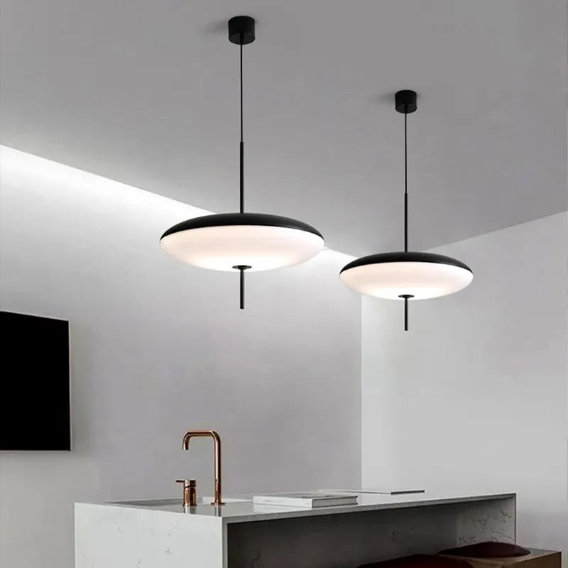 Modern UFO Pendant Light – Minimalist LED Hanging Lamp in Black or White for Living Rooms, Bedrooms, Restaurants & Offices