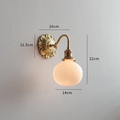 Frosted Glass LED Wall Light with Copper Finish – Modern Luxury Wall Sconce | Elegant Ambient Lighting