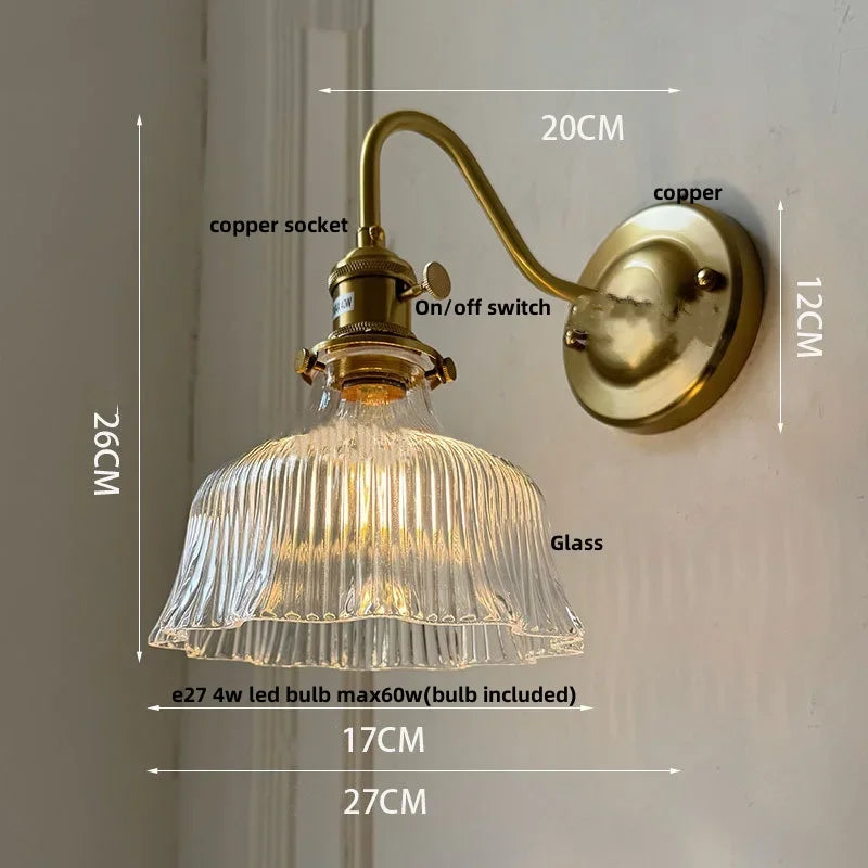 Nordique Glass Wall Light – Scandinavian Brass Sconce | Clear Glass Ambient Lighting | Contemporary Interior Elegance