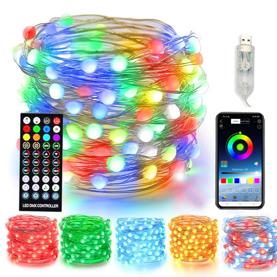 LUMISHOW RGB Smart LED String Lights – App & Remote Controlled Decorative Lighting | USB Powered Indoor & Outdoor Fairy Lights