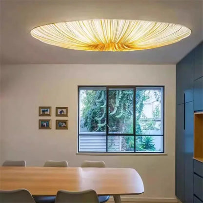 Aethera Ceiling Light – Wabi-Sabi Fabric LED Pendant | Minimalist Floating Disc Lamp for Contemporary Interiors
