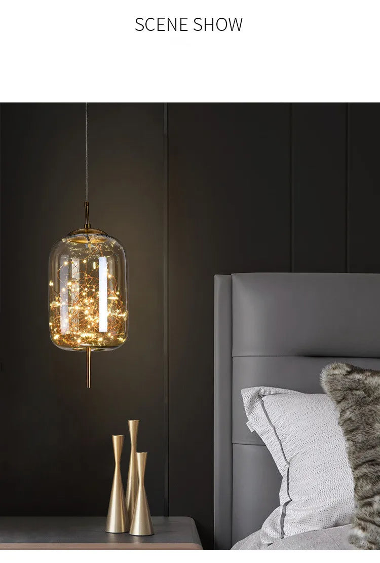 Modern Glass LED Pendant Light – Dimmable Designer Ceiling Light | Elegant Hanging Lamp | Contemporary Home Lighting