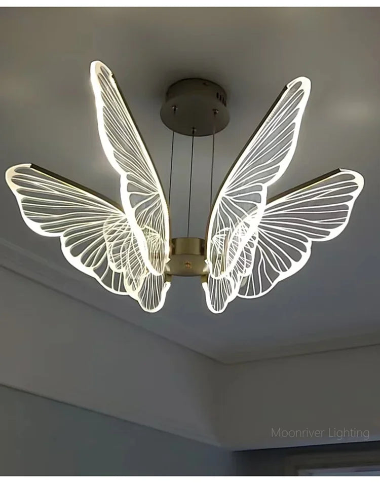 Butterfly Glow LED Pendant Light – Dimmable Designer Ceiling Light | Remote-Controlled Ambient Lighting | Contemporary Luxury Interior Feature