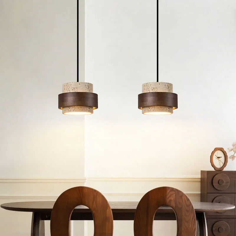 Natural Stone Pendant Light with LED – Modern Minimalist Hanging Lamp | Warm Ambient Interior Lighting