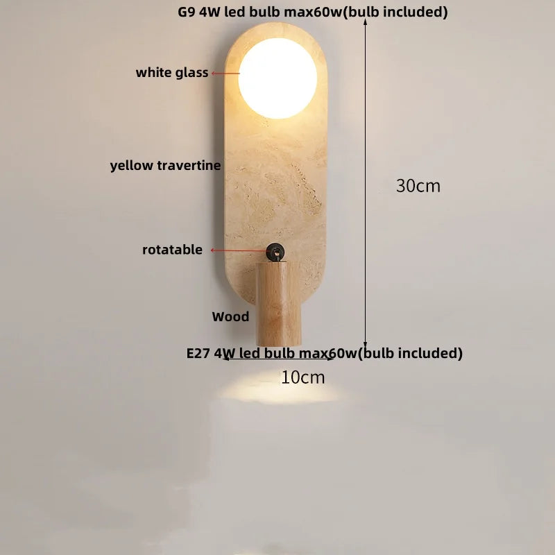 Cavora Stone Wall Light – Scandinavian Glass & Natural Stone Sconce | Up & Down Ambient Lighting | Contemporary Interior Design