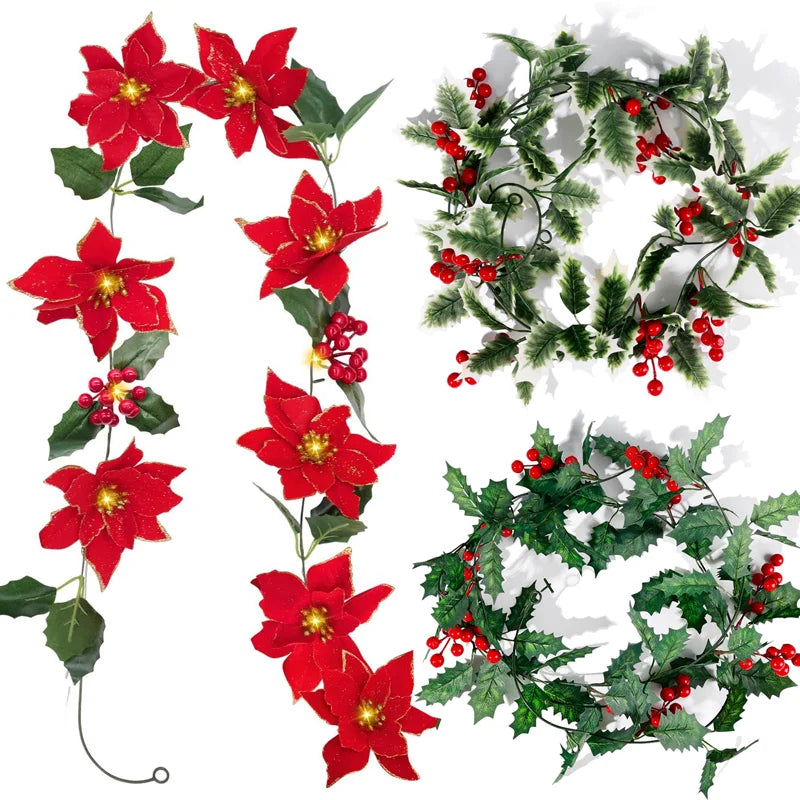 LumiBerry LED Christmas Garland – Illuminated Berry & Holly Decoration | Festive Holiday Greenery