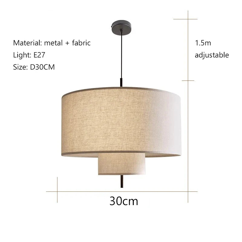 Scandinavian Wabi-Sabi Fabric Pendant Light – Modern LED Ceiling Pendant | Soft Ambient Lighting | Designer Hanging Lamp