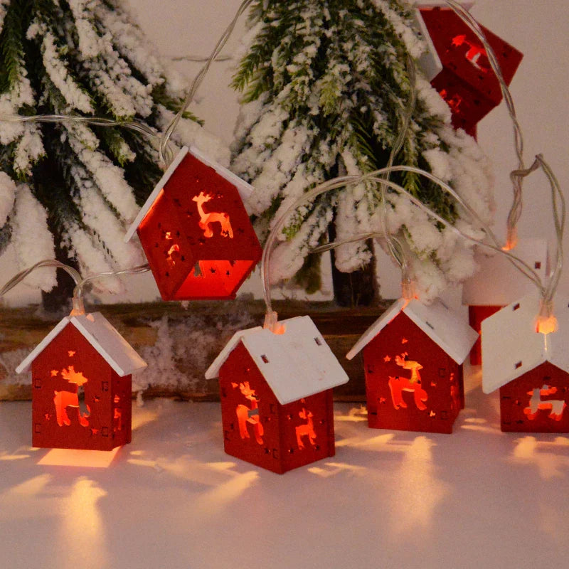 NordiHaus LED Wooden House String Lights – Scandinavian Christmas Decoration Collection 2025