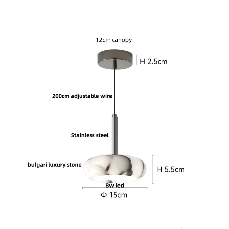 Travertine Stone Pendant Light with Copper Finish – Nordic LED Hanging Lamp | Warm Contemporary Lighting
