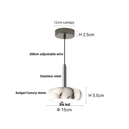 Travertine Stone Pendant Light with Copper Finish – Nordic LED Hanging Lamp | Warm Contemporary Lighting
