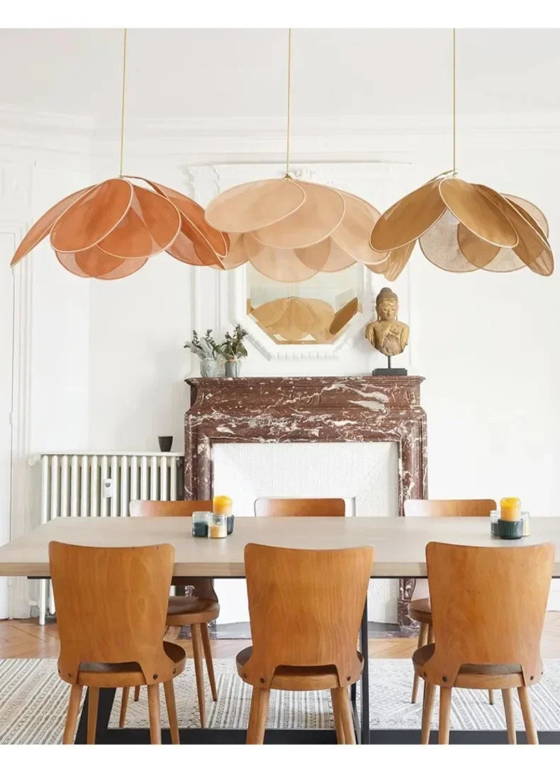 Floral Fabric Pendant Light – Designer E27 Ceiling Lamp | Artistic Ambient Lighting | Contemporary Statement Feature