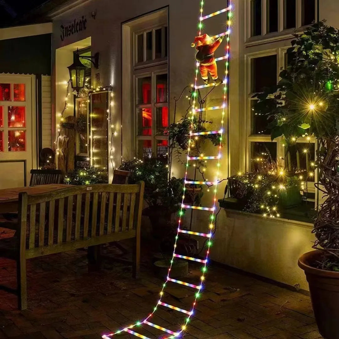 WeihnachtsLicht Santa Ladder LED Lights – Climbing Santa Christmas Decoration | USB-Powered Festive Lighting