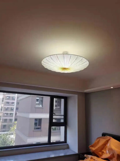 Aethera Ceiling Light – Wabi-Sabi Fabric LED Pendant | Minimalist Floating Disc Lamp for Contemporary Interiors