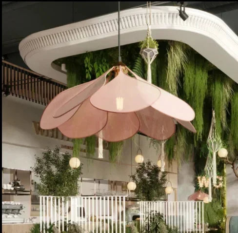 Floral Fabric Pendant Light – Designer E27 Ceiling Lamp | Artistic Ambient Lighting | Contemporary Statement Feature