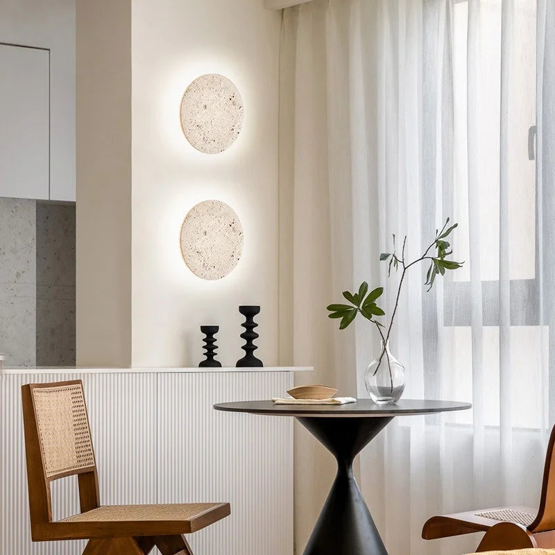 Travertine Stone LED Wall Light – Modern Luxury Wall Sconce | Warm Ambient Interior Lighting