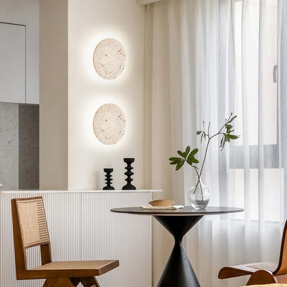 Travertine Stone LED Wall Light – Modern Luxury Wall Sconce | Warm Ambient Interior Lighting