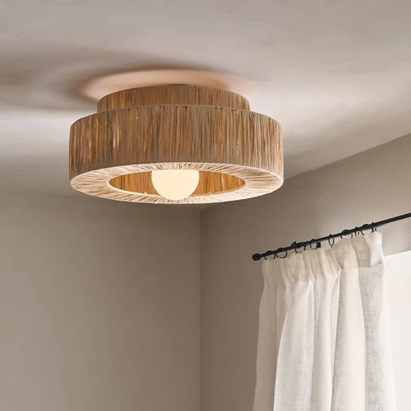 Wabi Sabi Rattan Pendant Light – Handwoven Japanese Ceiling Lamp | Natural Ambient Lighting | Artisan Interior Feature